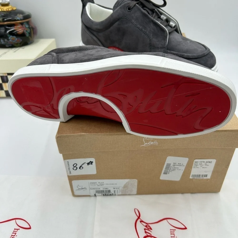 Men's Christian Louboutin Jimmy low top suede sneakers size 41 made in Italy